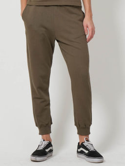 Saltpetre - Womens Solid Olive Organic Cotton Drawstring Waistband Joggers