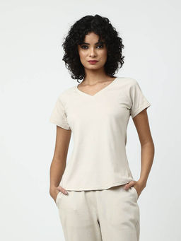 Saltpetre - Off White V Neck T-Shirt