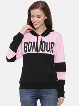 3PIN - Bonjour Printed Rose Pink & Black Sweatshirt