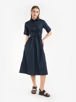 Perona - Ambrose Navy Blue Half Sleeves A Line Dress