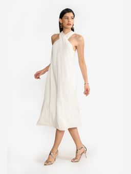 Perona - Estrella Ivory Halter Neck A Line Dress