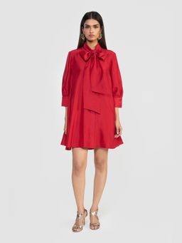 Perona - Celine Red Silk A Line Dress