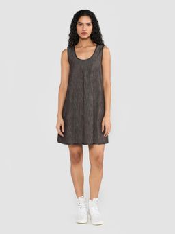 Perona - Louisa Brown Scoop Neck A Line Dress