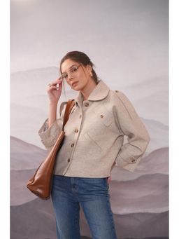 APARA - Clara Cream Wool Collar Neck Wintercoat
