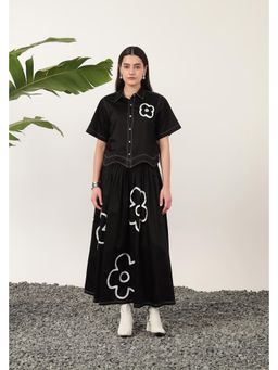 APARA - Capri Black Floral Applique Co-Ord Set - Black