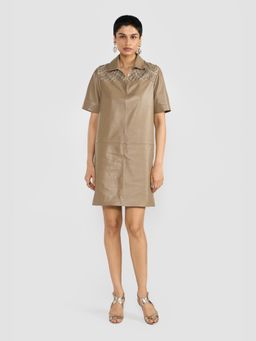 Perona - Ellen Beige Organza A Line Dress