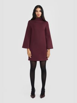 Perona - Aliza Wine Bell Sleeves Dress