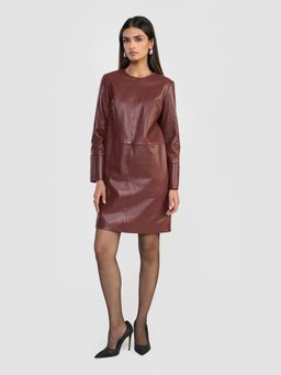 Perona - Emma Rust Full Sleeves A Line Dress