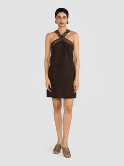 Perona - Ethel Brown Sleeveless Bodycon Dress