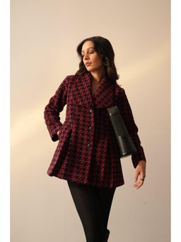 APARA - Hannah Red Houndstooth Checks Overcoat