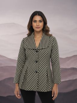 APARA - Jenny Green Honeycomb Notched Lapel Shacket