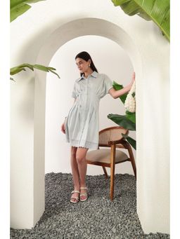 APARA - Luma Blue Pleat A Line Dress