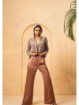 Quench A Thirst - Metallic Rose Gold Embroidered Co-Ord Set