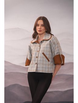 APARA - Shally Mustard Check Kimono Shacket