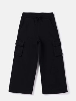 United Colors of Benetton - Girls Black Regular Fit Solid Cargo Pant