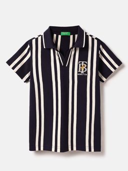 United Colors of Benetton - Boys Brown Regular Fit Stripes Polo T-shirt