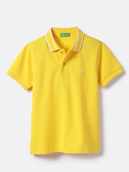 United Colors of Benetton - Boys Yellow Regular Fit Solid Polo T-Shirt
