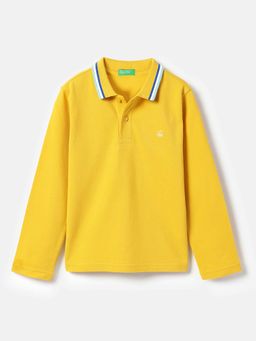 United Colors of Benetton - Boys Yellow Regular Fit Solid Polo T-Shirt
