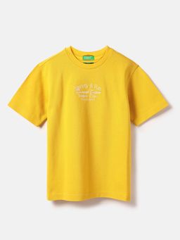United Colors of Benetton - Boys Yellow Regular Fit Embroidered T-Shirt