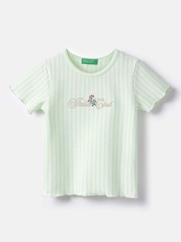 United Colors of Benetton - Girls Green Regular Fit Stripes Top
