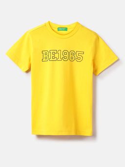 United Colors of Benetton - Boys Yellow Regular Fit Printed T-Shirt