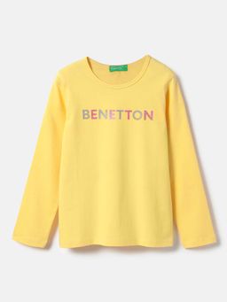 United Colors of Benetton - Girls Yellow Regular Fit Embellished T-Shirt