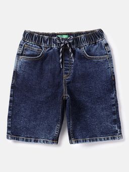 United Colors of Benetton - Boys Blue Regular Fit Solid Shorts