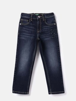United Colors of Benetton - Boys Navy Blue Straight Fit Solid Jeans