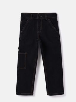 United Colors of Benetton - Boys Black Straight Fit Solid Jeans