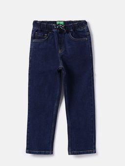 United Colors of Benetton - Boys Blue Straight Fit Solid Jeans