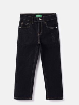 United Colors of Benetton - Boys Navy Blue Straight Fit Solid Jeans