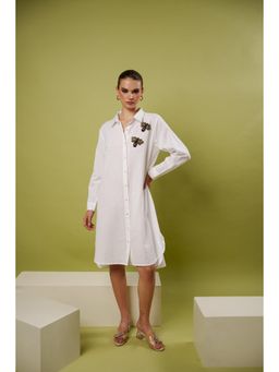 Blanche by Rashika - Women White Queen Bee Shirt Dress
