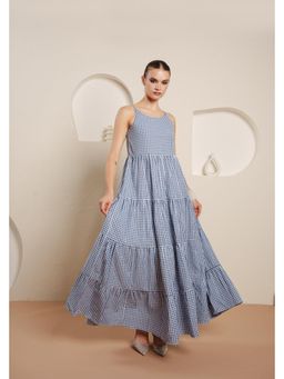 Blanche by Rashika - Women Navy Blue Gingham Dress