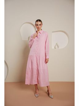 Blanche by Rashika - Women Pink Rose Rhapsody Dress with Belt