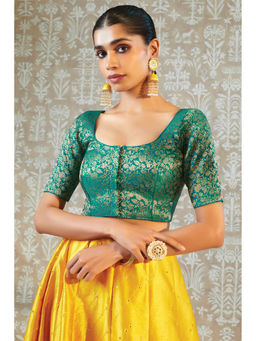 Soch - Green Art Silk Blouse with Woven Floral Designs