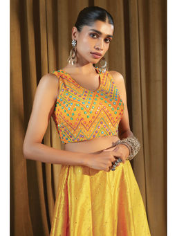 Soch - Yellow Georgette Blouse with Embroidery and Sequins
