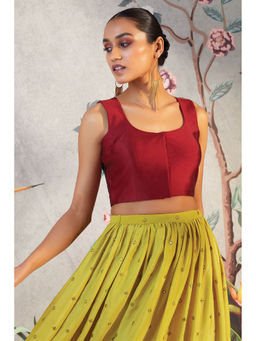 Soch - Maroon Sleeveless Taffeta Blouse