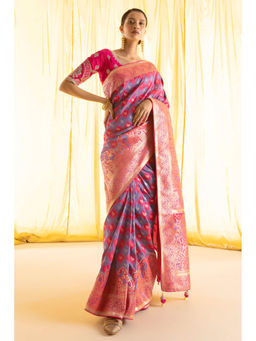 Soch - Women Multi-Color Silk Woven Saree with Unstitched Blouse