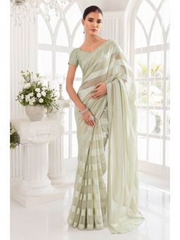 Soch - Women Green Georgette Woven Saree with Unstitched Blouse