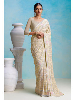 Soch - Womens Green Ethnic Embroidery & Embellishments Georgette Saree with Unstitched Blouse
