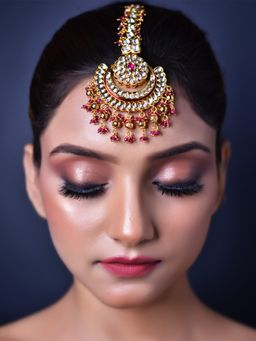 AG'S - Yashi Ruby Gold Plated Kundan Teeka