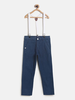 Tales & Stories - Boy's Dark Blue Lycra Solid Jeans