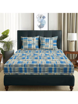 Story@Home - 180 TC Geometric Microfiber Double Size Bedsheet with 2 Pillow Covers