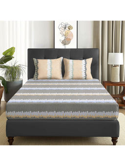 Story@Home - 180 TC Grey Abstract Microfiber Double Size Bedsheet with 2 Pillow Covers