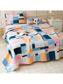 Story@Home - 180 TC Multicolor Graphic Microfiber Double Size Bedsheet with 2 Pillow Covers