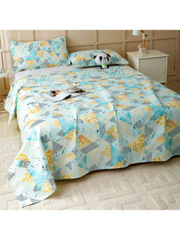 Story@Home - 180 TC Multicolor Geometric Microfiber Double Size Bedsheet with 2 Pillow Covers