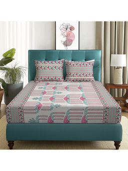 Story@Home - 180 TC Multicolor Floral Microfiber Double Size Bedsheet with 2 Pillow Covers