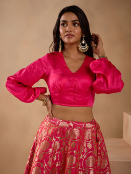 Gajra Gang - Dreamy Drapes Pink Modal Satin Corset Top GGTOP11