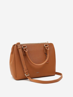 CARPISA ITALIA - Loto Women Satchel Bag With Detachable Strap - Tan (L)