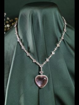 Swan Jewels - Rose Pink Valentine Romantic Heart Cocktail Necklace Set